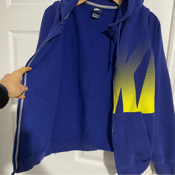 Nike Hoodie Men’s Small Full Zip Blue Spell Out Logo Graphic Print Activewear - Picture 6 of 12